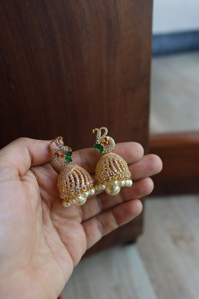 Golden Alloy Kollam Supreme Stunning Gold Plated Ruby stones Small Jhumka  Earrings at Rs 245/pair in Thiruvananthapuram
